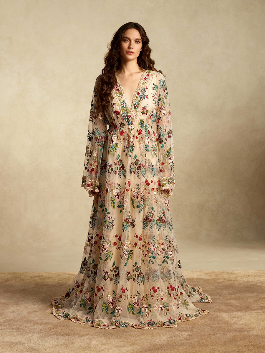 New Embroidery Lace Maternity Dress for Baby Shower Photo Shoot Gown YW231000