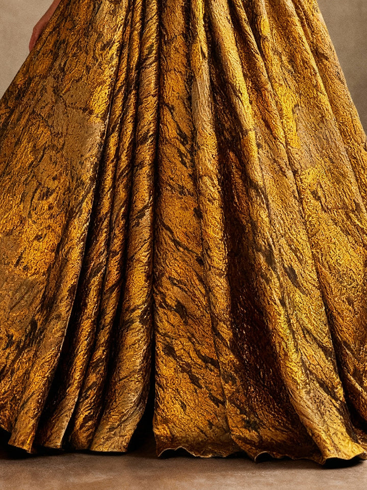 Luxurious Golden-brown Brocade Evening Dress Evening Occasions Dress