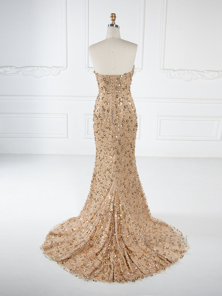 Luxury Beaded Mermaid Dress with Handmade flower Jacket Celebrity Dress YW251043