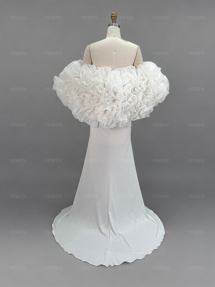 Custom White Mermaid Maternity Dress Photoshoot Lush Organza Flower Cape Elegance Babyshower Dress Pregnancy Outfit YW260252