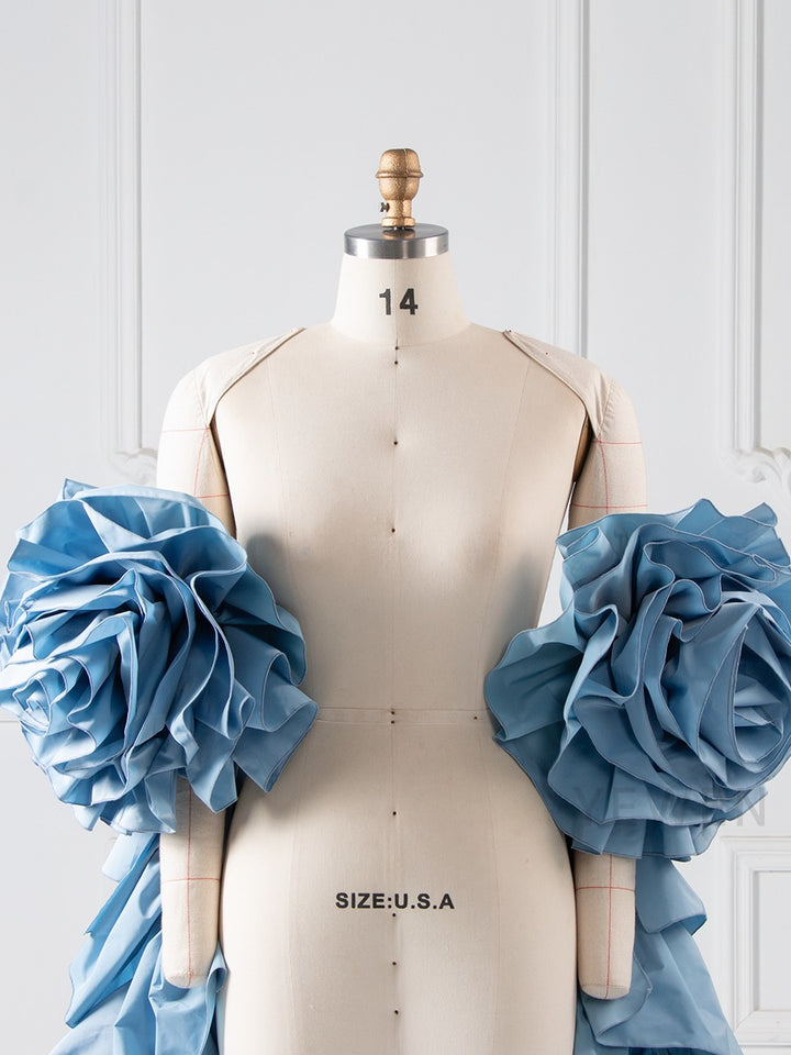 Blue Layer Ruffles Cape Maternity Women Jacket for Photoshoot YW250095