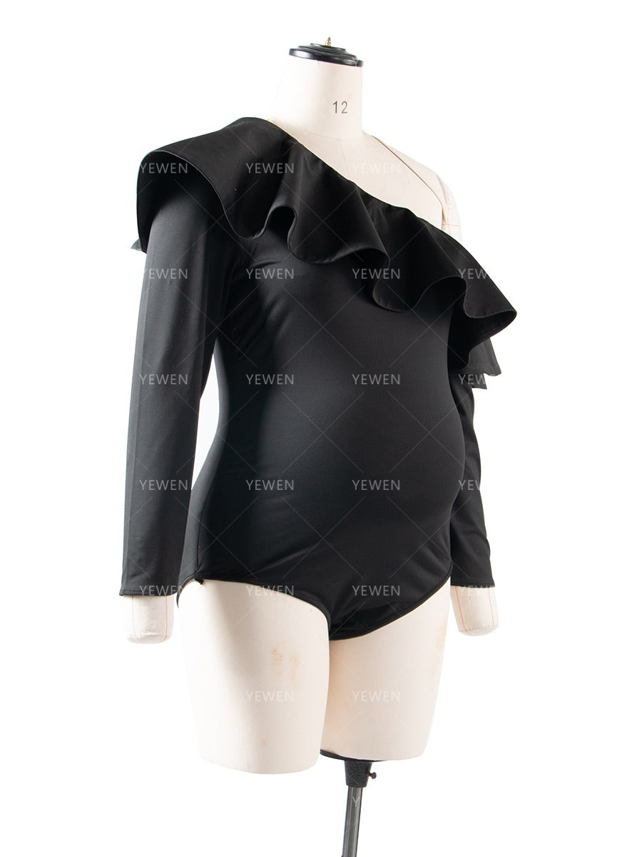 Umstandsbody mit Rüschen und langen Ärmeln 