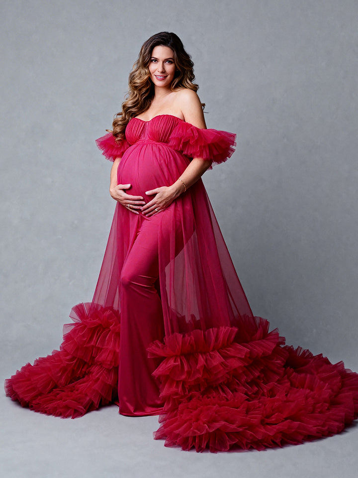Tulle Maternity Photoshoot Dresses Baby Belly Shooting Dress for Pregnant Women Photoshoot Outfit