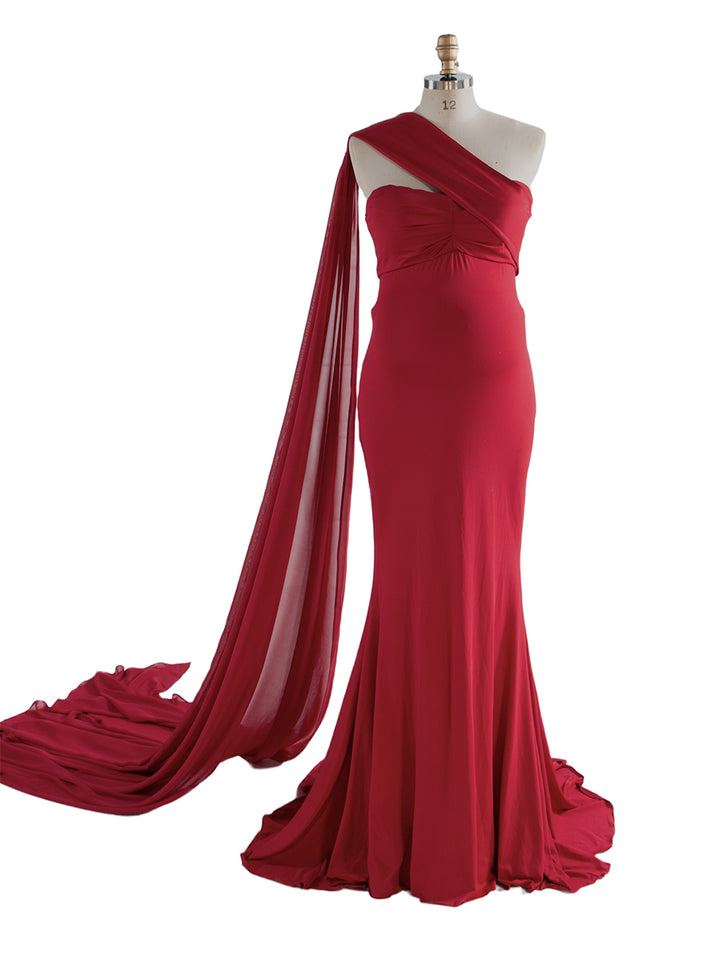 Elegant red pregnancy gown for a beautiful mom-to-be moment