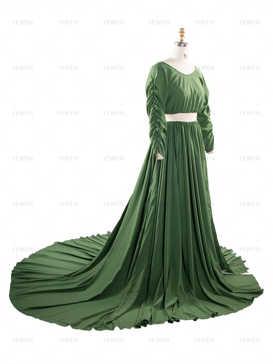 2 Piece Set Maternity Photo Shoot Dress Baby Shower Gown for Pregnant Women YW260275