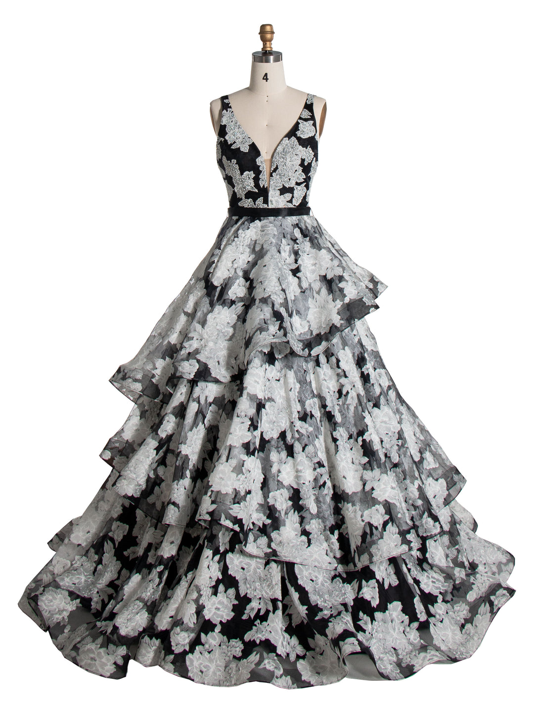 black and white princess prom dresses Black and White Long Prom Dress