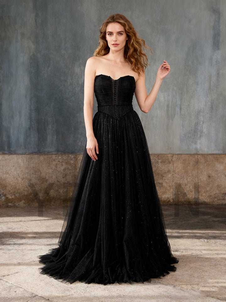 A Line Pink Tulle Dress Corset Prom Dress Princess Bridal Shower Dress YW250075