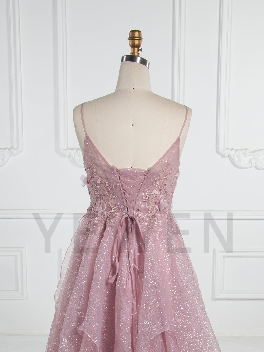 Elegant Prom Dress Floor-Length Sparkle Fabric Evening Party Dress B002