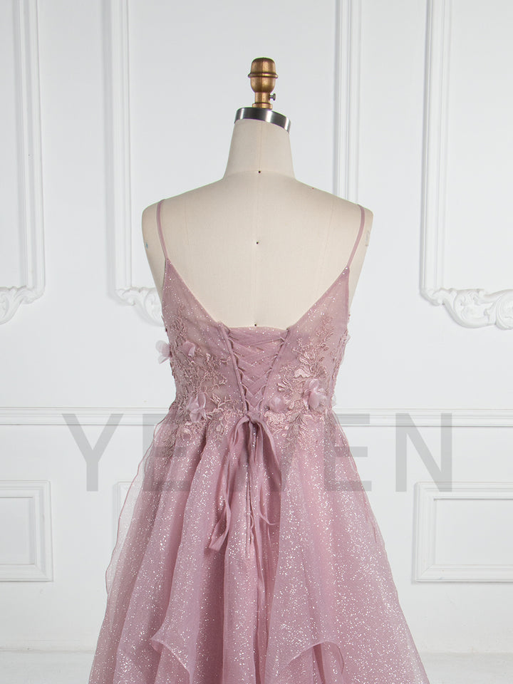 Elegant Prom Dress Floor-Length Sparkle Fabric Evening Party Dress B002