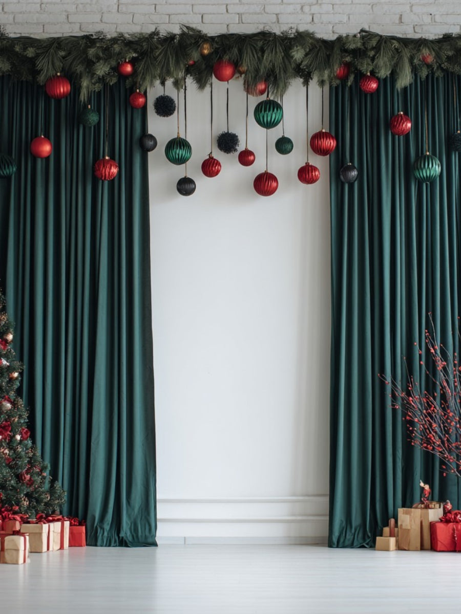 Christmas Green Stretch Backdrop for Party Welcome Area Decoration Photography Background Fabric Banquet Backdrop YW260316D