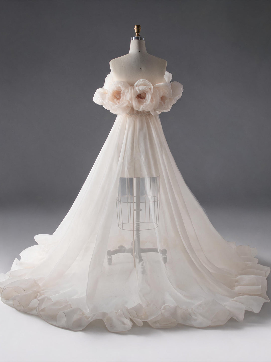 Maternity Dress for Photo Shoot 3D Flower See Through Maternity Gown YW250023-1
