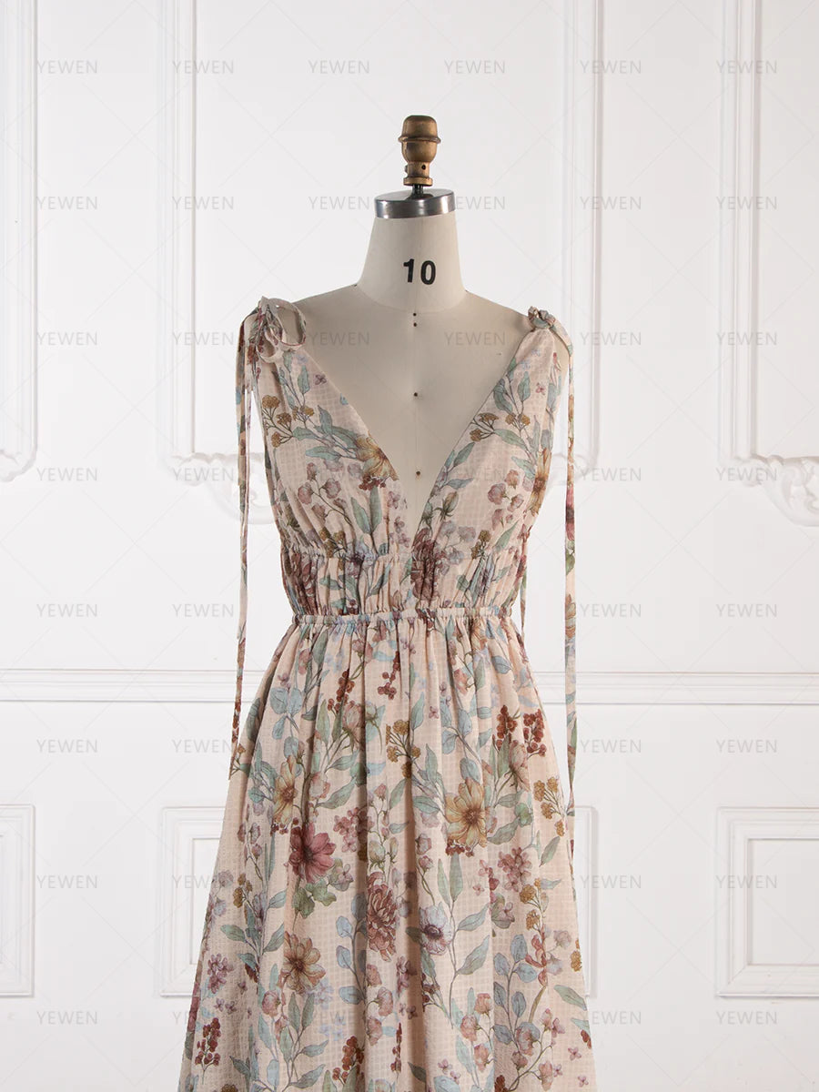 Boho Vintage Maxi Dress Spaghetti Strap Printing Photoshoot Gown YW260260