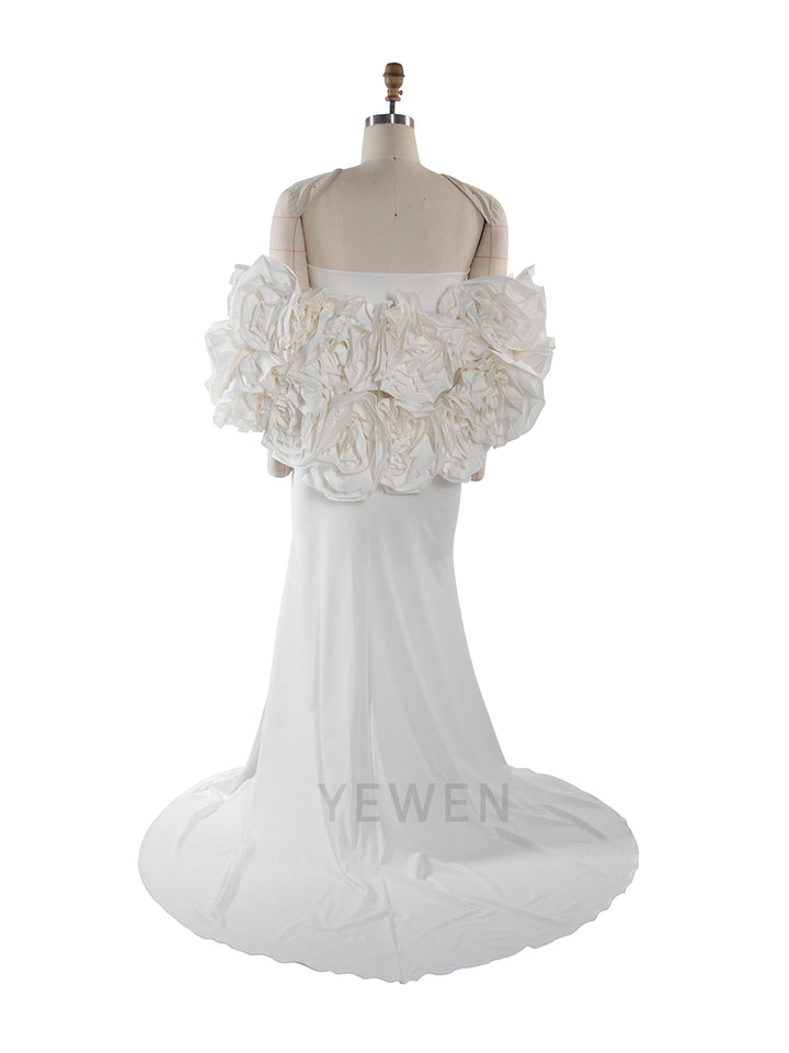 Red Maternity Flowers Cape with Skirt  2 Piece Set Pregnant Gowns Baby Shower Dress YW251040