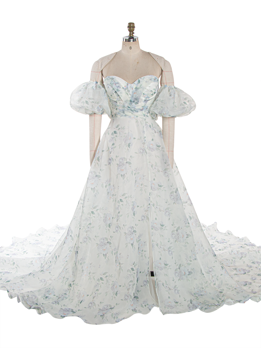 Princess' Dress Floral Organza Wedding Dress Maxi Dress with Slit YW260266