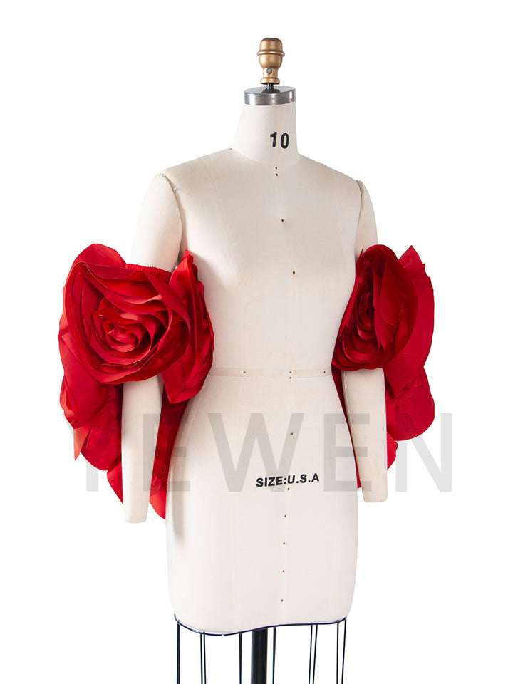 Handmade 3D Rose Short Cape for Engagement Photo Shoot Bridal Photography Props YW251014