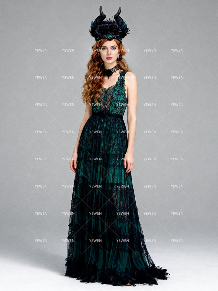 Hair Accessories Gorgeous Maleficent Style Horned Headdress for Parties and Weddings Beautiful Black Flowers Hat Fascinator YW2603172D