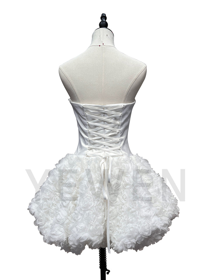 3D Flower Short Wedding Party Dress Special Occation Birthday Mini Prom Gown F25171J