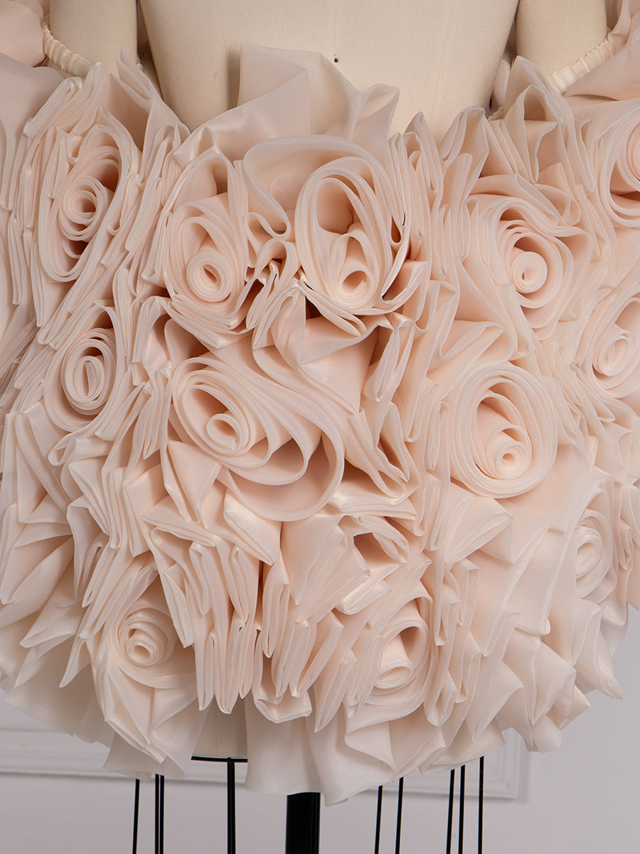 Bridal Cape /Wedding Billowing Organza 3D Flower Cape/ Rose Bridal Shrug/ Couture Cape For Photoshoot YW251005