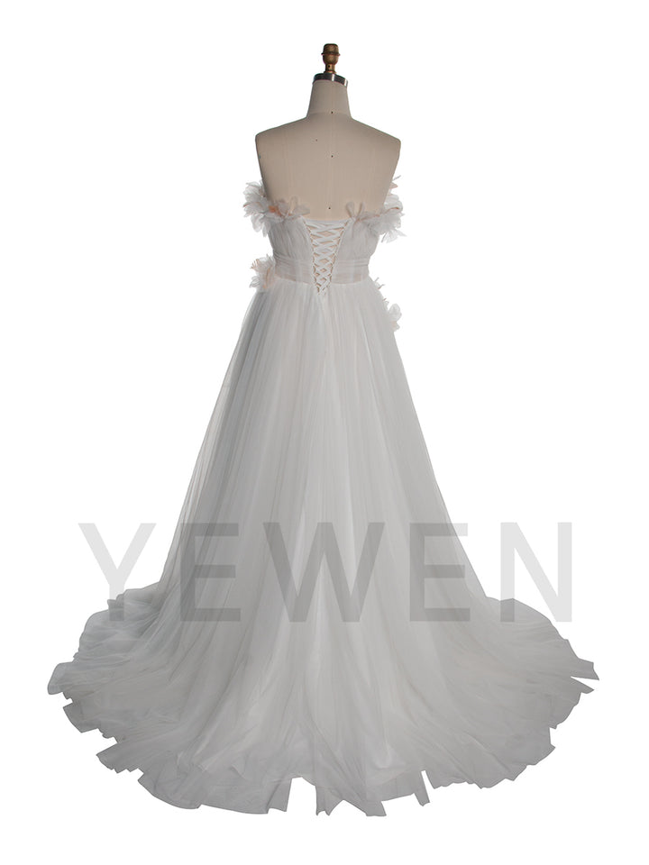 Elegant Tulle Dress for Photoshoot  with Delicate 3D Floral Birthday Gown Bridal Dresses YW250052