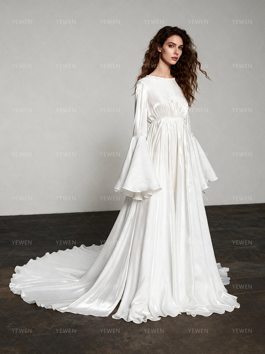 Add-to-Cart Price $109.99 | Bell Sleeves Maternity Dress Photoshoot Pregnancy Gown for Baby Shower YW251054
