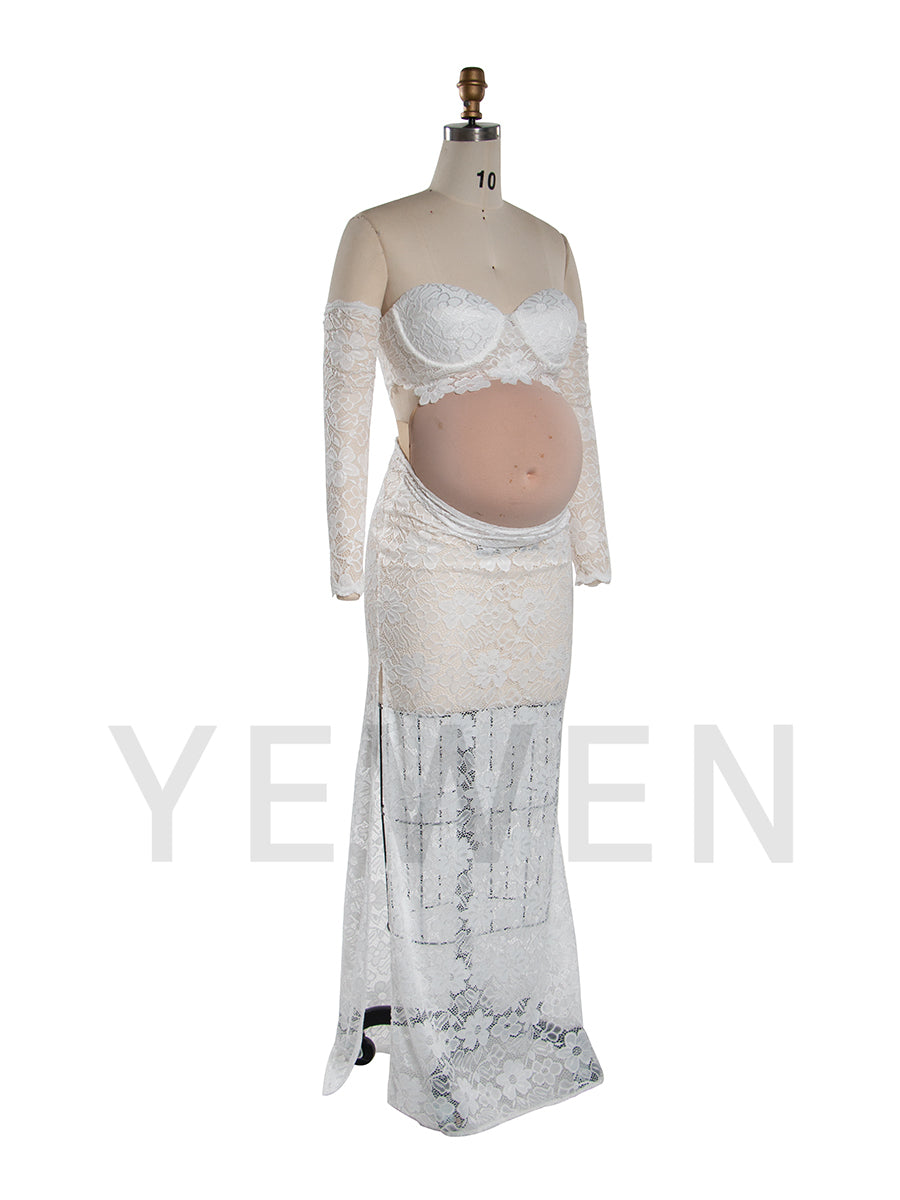 Hollow Sexy Lace Bodycon Dress Maternity Photoshoot Dress  Pregnancy Dress Shoot YW251030