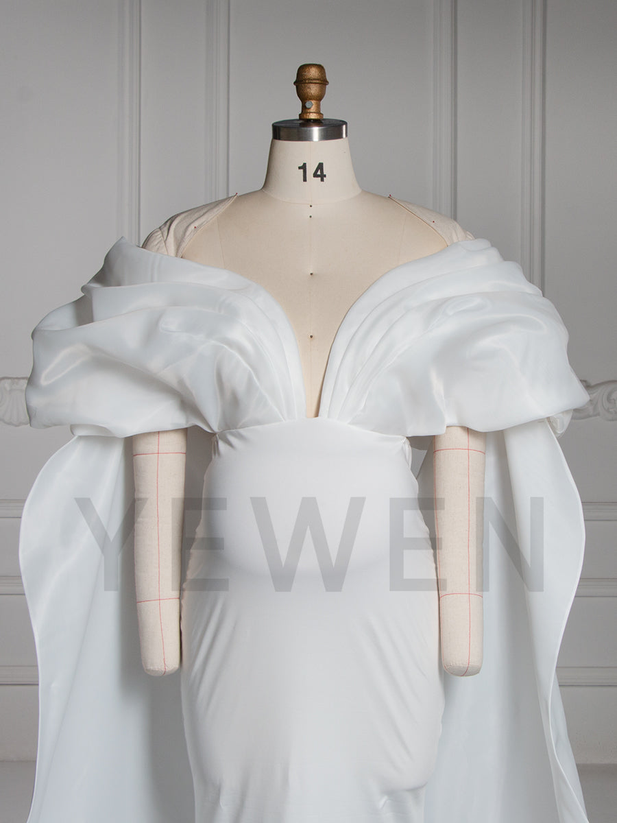 Caped Shoulder Mermaid Maternity Gown Baby Shower Dress YW251019