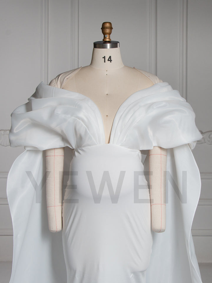 Caped Shoulder Mermaid Maternity Gown Baby Shower Dress YW251019