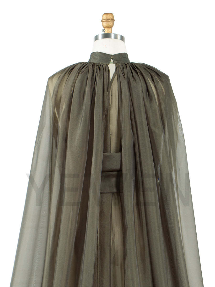 Sheer Maternity Cape Gown Olive Green Maternity Photoshoot Dress YW250037