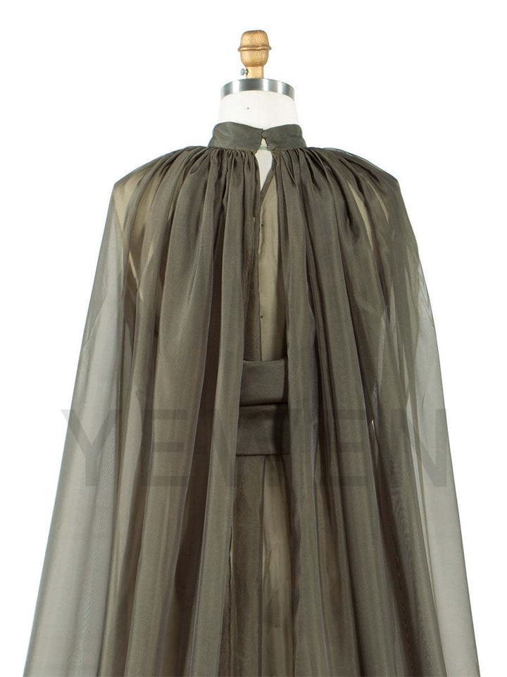 Sheer Maternity Cape Gown Olive Green Maternity Photoshoot Dress YW250037