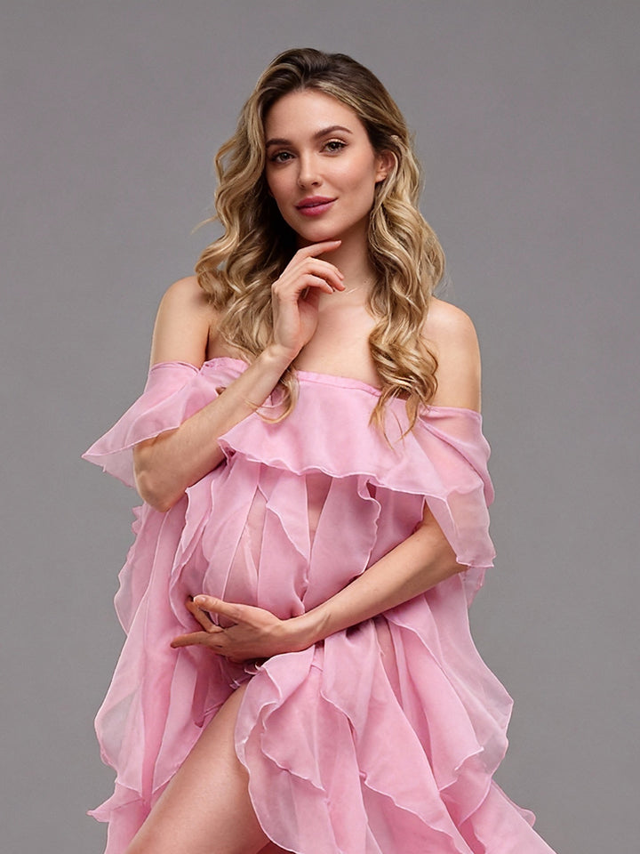 Maternity Dress for Photo Shoot Ruffles Organza Maternity Dress