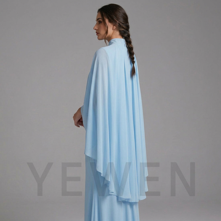 Mock Neck Cape Overlay Twist Knot Maternity Baby Shower Dress YD260923