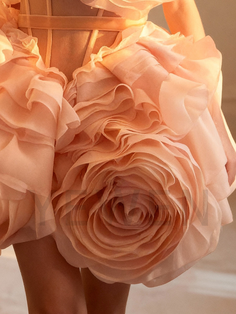 Handmade Flower Mini Dress Prom Gown Evening Party Cocktail