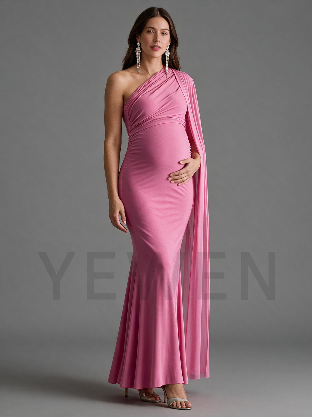Pink Maternity Maxi Dress Baby Shower Photoshoot