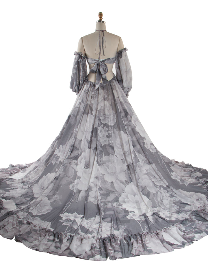 Bohemian Printed Chiffon Maternity Dress for Photoshoot Pregnancy Dress Photoshoot YW240526