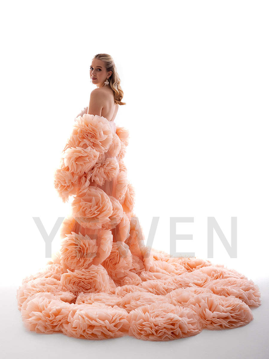 Handmade Flower Cape with Lining Dress Photo Shoot Outfit Wedding Cape YW240005