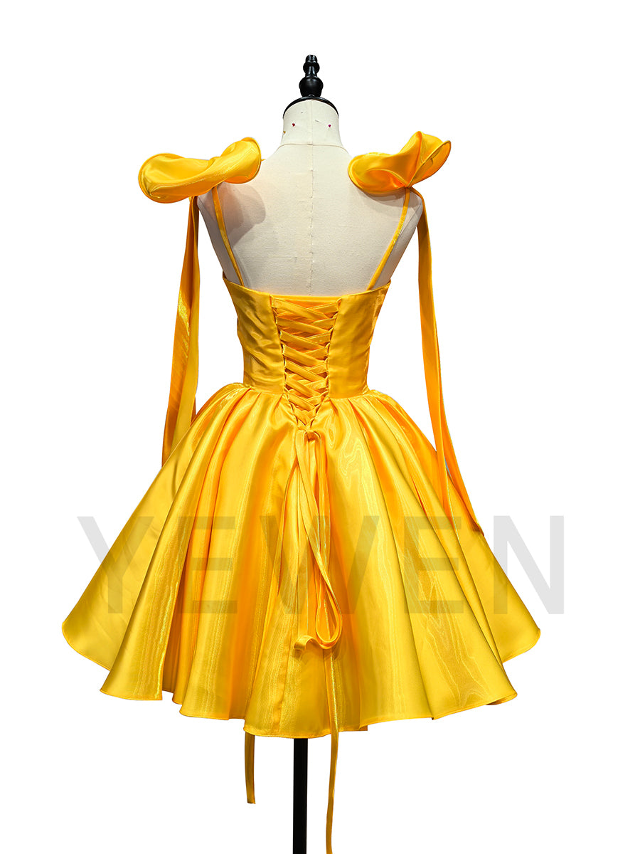 Modern Short Prom Dress Bow Ribbons Elegant Mini Cocktail Gown F25179