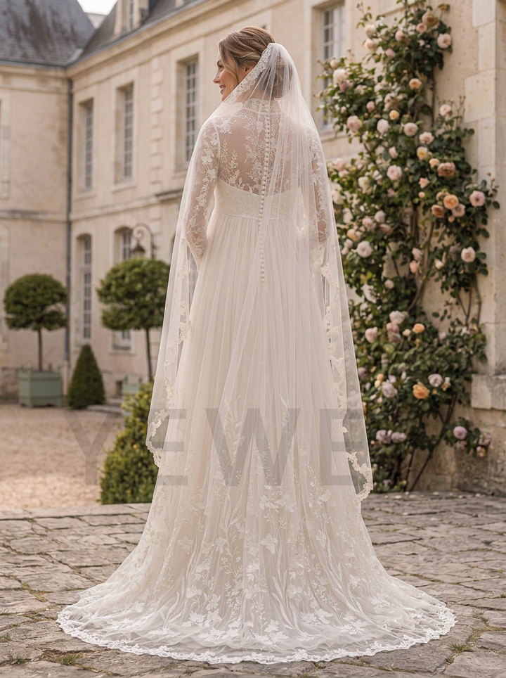 French Lace Maternity Bridal Dress Pregnant Bride Gown YD260823