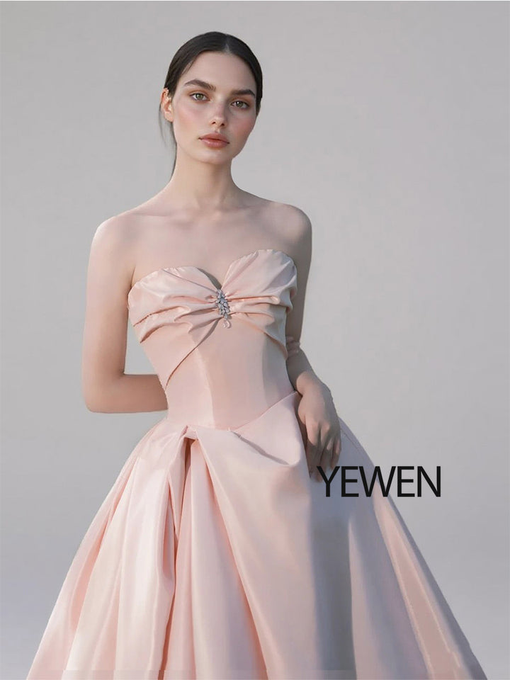 Pink Water Satin Wedding Dress Sweetheart Wedding Photo Shoot Long Formal Party Dresses