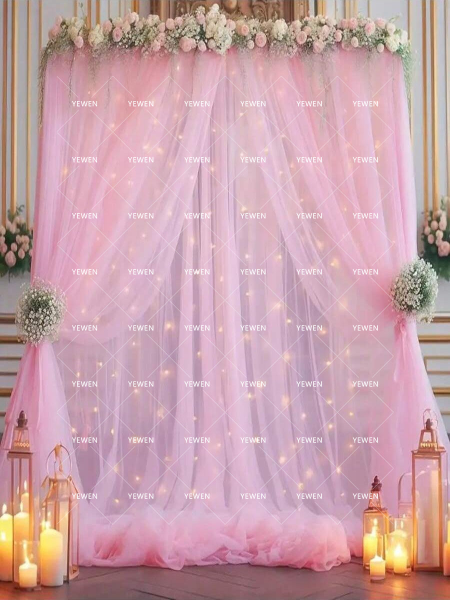 Mesh Outdoor Wedding Gauze Mantle with Light String for Photography Background and Scene Arrangement Backdrops YW2603112D