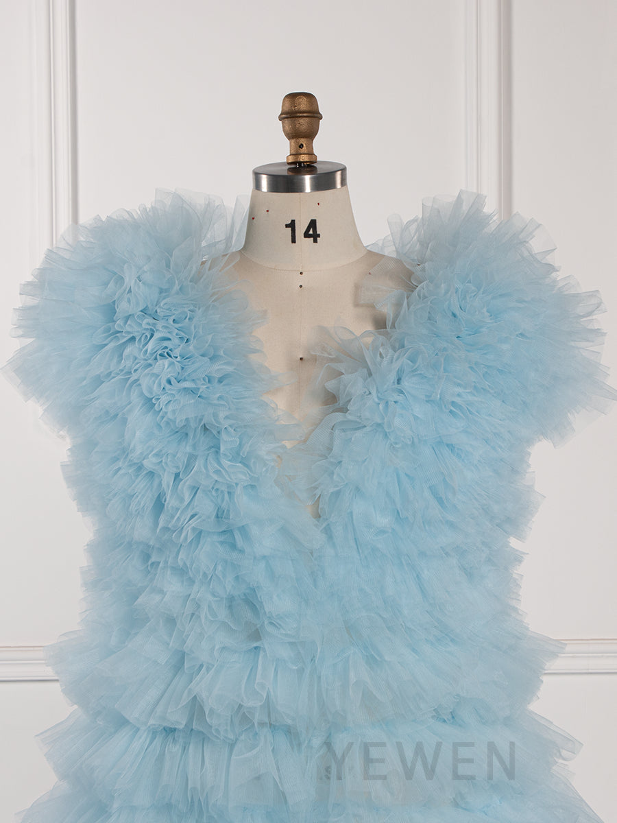Tulle Robe Dress for Photoshoot Layer Ruffles Tulle Gown for Baby Shower YW260215