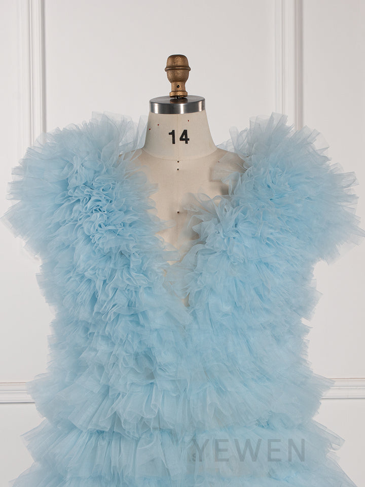 Tulle Robe Dress for Photoshoot Layer Ruffles Tulle Gown for Baby Shower YW260215