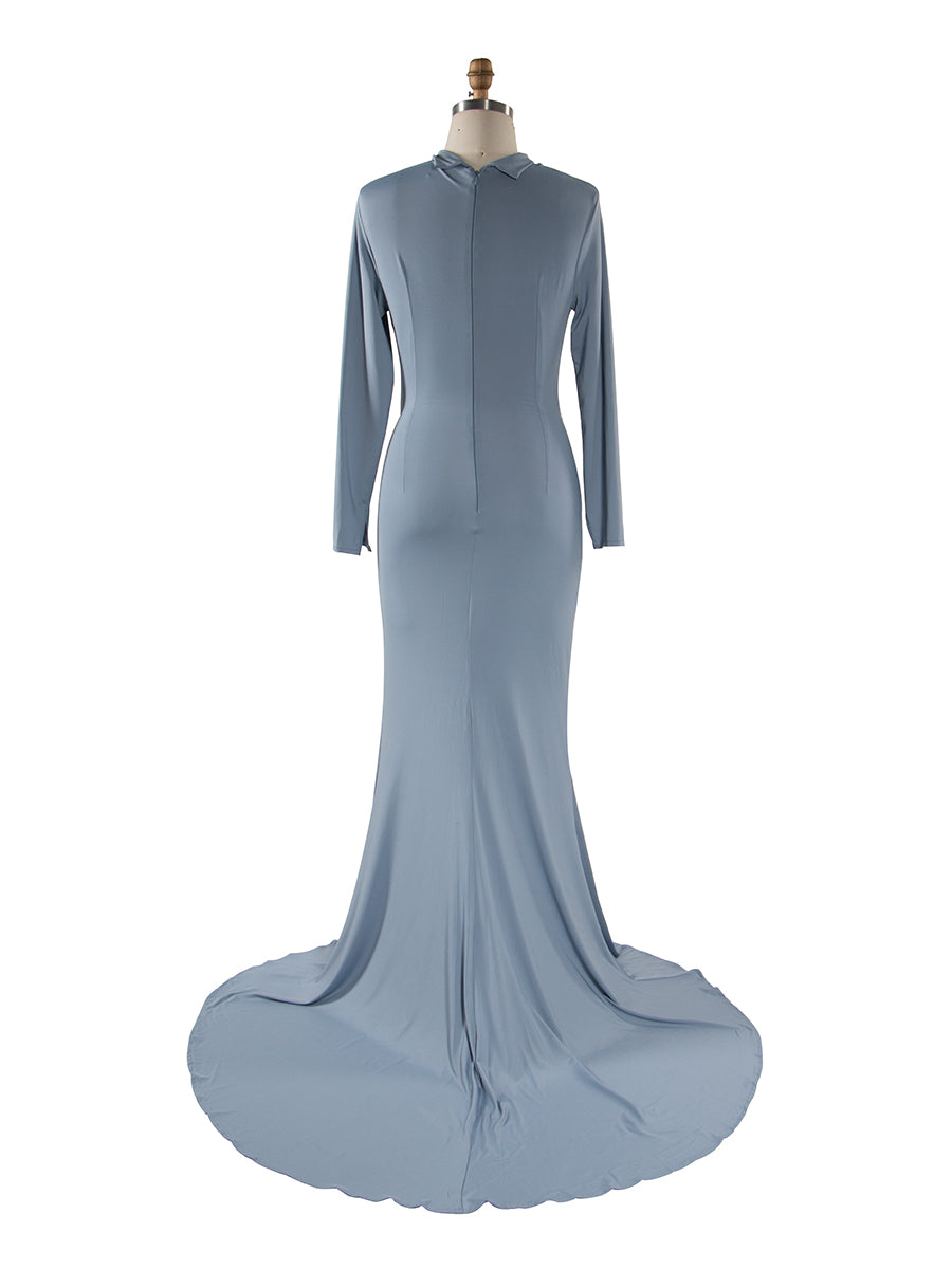 Long Sleeves Stretchy Fabric Red Maternity Dresses for Photoshoot Show Belly Baby Shower Dresses YW243168