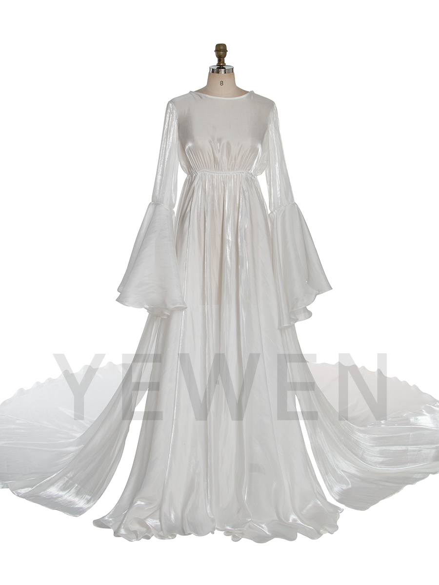 Add-to-Cart Price $109.99 | Bell Sleeves Maternity Dress Photoshoot Pregnancy Gown for Baby Shower YW251054