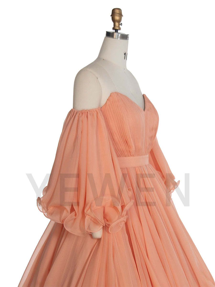 Silky Chiffon Fluffy Dress Large Festival Dress Women Puffy Photoshoot Dress YW240040