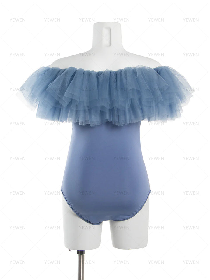 Maternity Photography Props Bodysuit Off Shoulder Ruffles Maternity Photo Shoot Jumpsuit YW260217