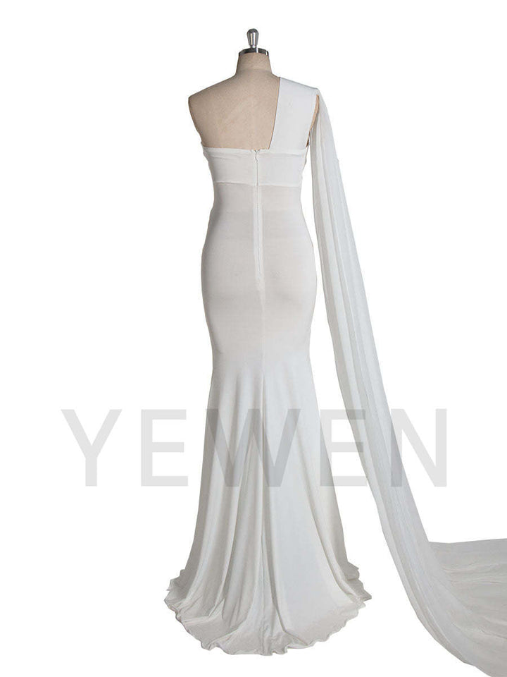 Back view of elegant mermaid maternity gown with beautiful details