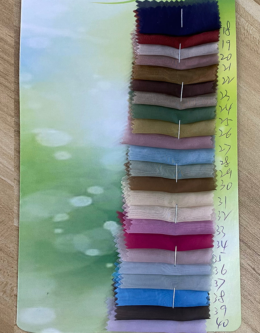 Custom color swatch chart for the maternity wedding dress with additional color options.