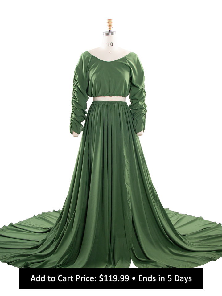 2 Piece Set Maternity Photo Shoot Dress Baby Shower Gown for Pregnant Women YW260275