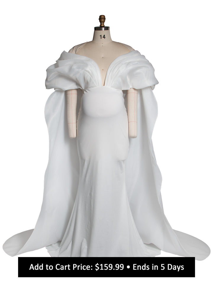 Caped Shoulder Mermaid Maternity Gown Baby Shower Dress YW251019
