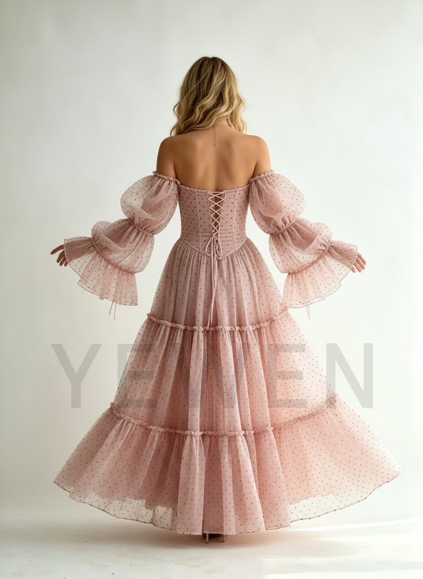 corset prom dress with sleeves Polka Dot Tulle Princess Gown Bell Sweetheart 2 / Dusty pink The Stained Blue Dress bride dress Bump15 Size:41½ (EU) / 8½ (US) / 7½ (UK)